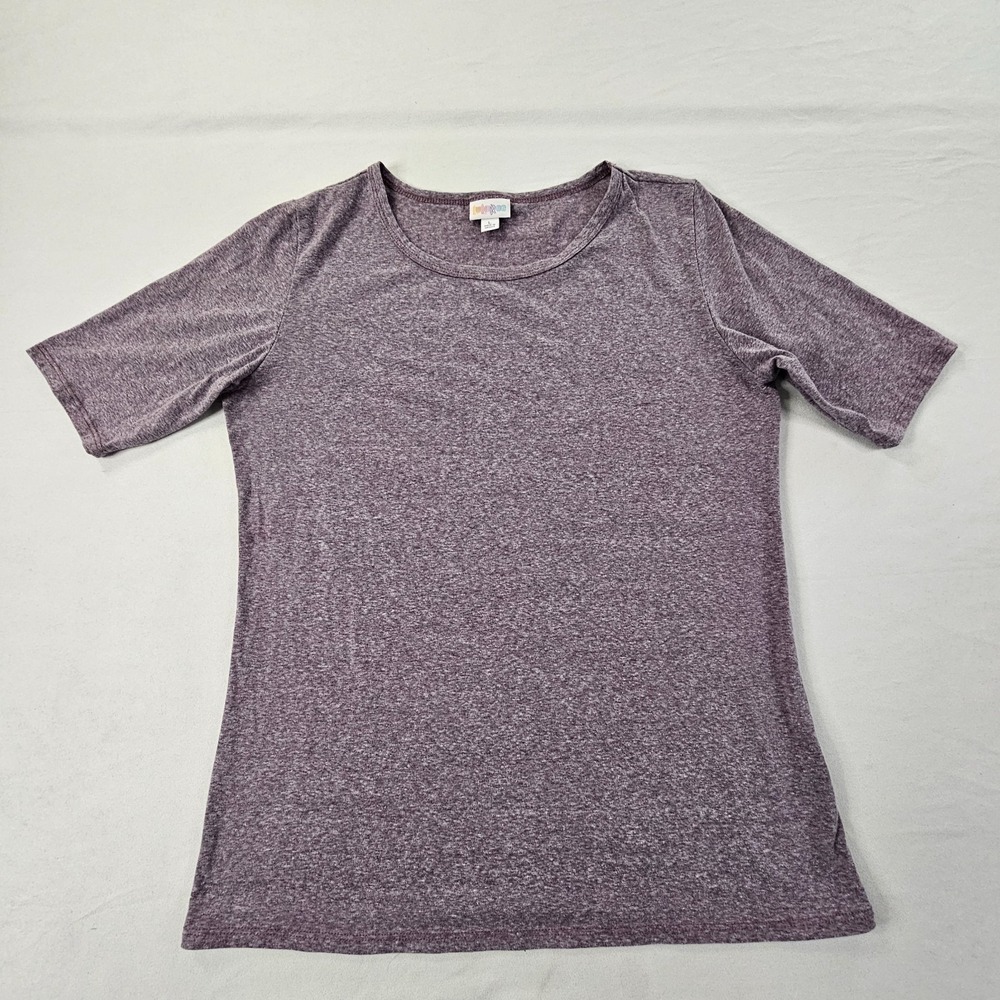 LuLaRoe Purple Short Sleeve Polyester Blend T-Shirt Women's L